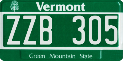 VT license plate ZZB305