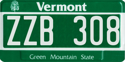 VT license plate ZZB308