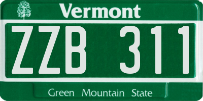 VT license plate ZZB311