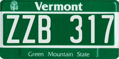 VT license plate ZZB317