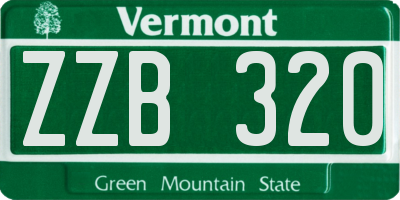 VT license plate ZZB320