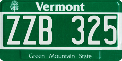 VT license plate ZZB325