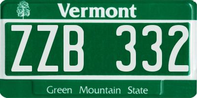 VT license plate ZZB332