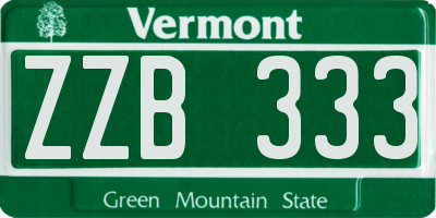 VT license plate ZZB333
