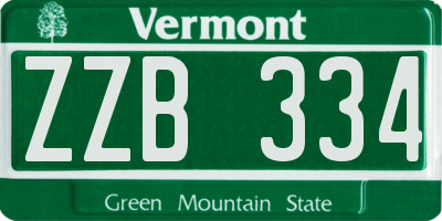VT license plate ZZB334