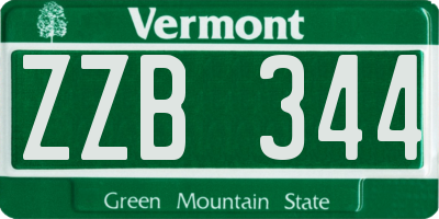VT license plate ZZB344