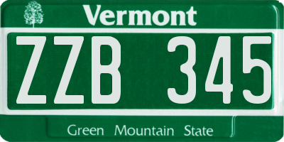 VT license plate ZZB345