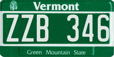 VT license plate ZZB346