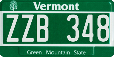 VT license plate ZZB348