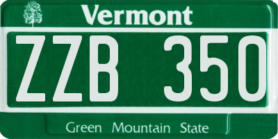 VT license plate ZZB350