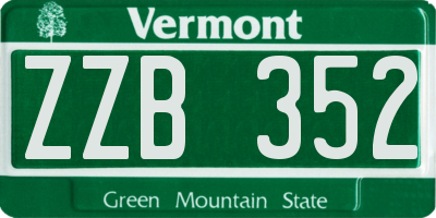 VT license plate ZZB352