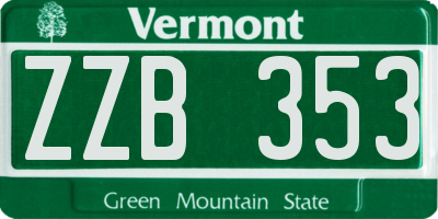 VT license plate ZZB353