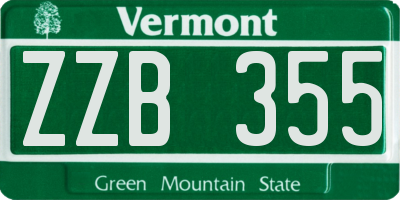 VT license plate ZZB355