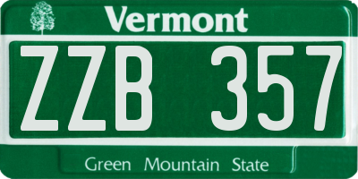 VT license plate ZZB357