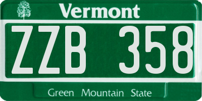 VT license plate ZZB358