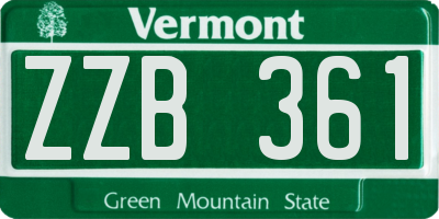 VT license plate ZZB361