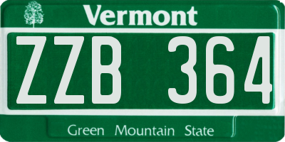 VT license plate ZZB364