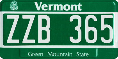 VT license plate ZZB365