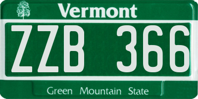 VT license plate ZZB366