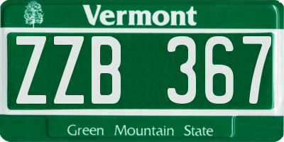 VT license plate ZZB367
