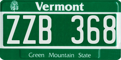 VT license plate ZZB368