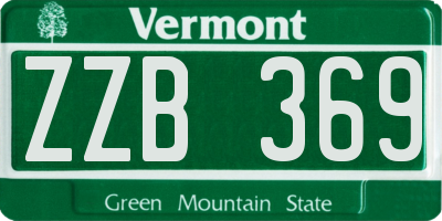VT license plate ZZB369