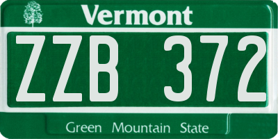 VT license plate ZZB372