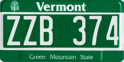 VT license plate ZZB374