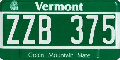 VT license plate ZZB375