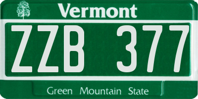 VT license plate ZZB377