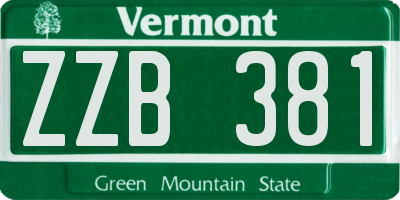 VT license plate ZZB381