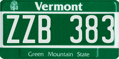 VT license plate ZZB383