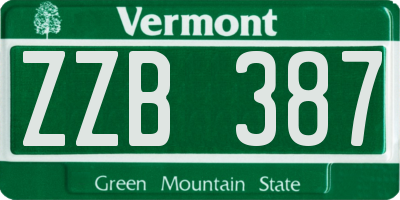 VT license plate ZZB387