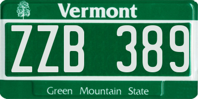 VT license plate ZZB389
