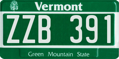 VT license plate ZZB391
