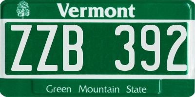 VT license plate ZZB392