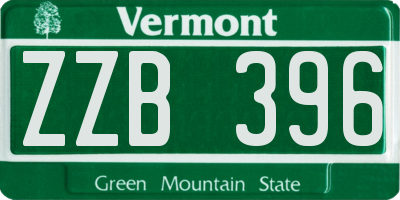 VT license plate ZZB396