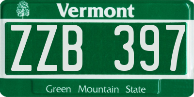 VT license plate ZZB397
