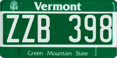 VT license plate ZZB398