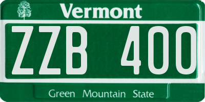 VT license plate ZZB400