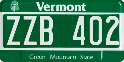 VT license plate ZZB402