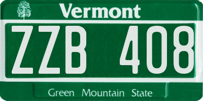 VT license plate ZZB408