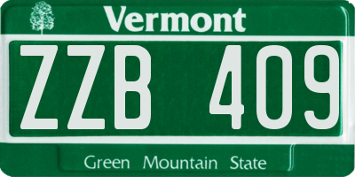 VT license plate ZZB409