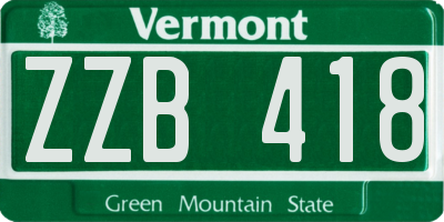 VT license plate ZZB418