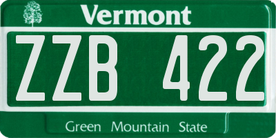 VT license plate ZZB422