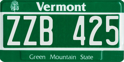 VT license plate ZZB425