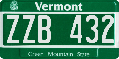 VT license plate ZZB432