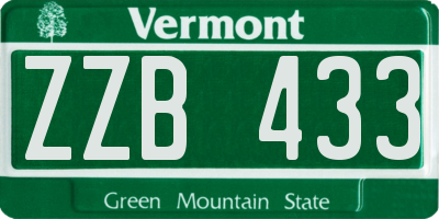 VT license plate ZZB433