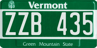 VT license plate ZZB435