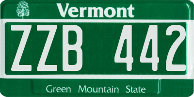 VT license plate ZZB442